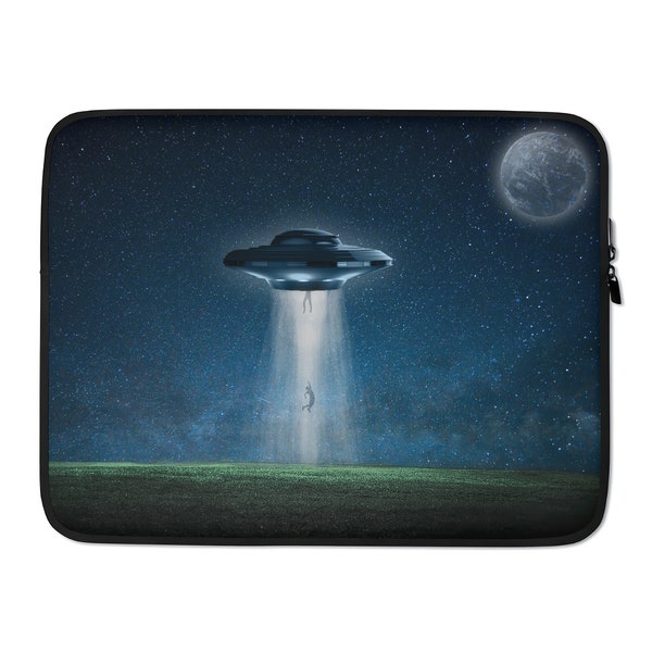 Macbook Pro Air Case Sleeve 13 15 16 inch Artsy Neoprene Designer Laptop Bag Cute Cool I Want To Believe UFO Art