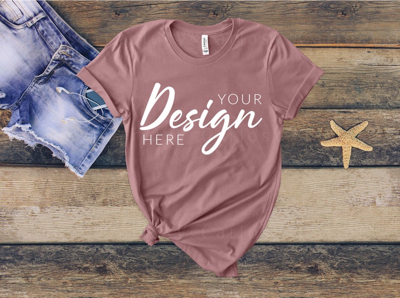 Download Bella Canvas 3001 Mockup Mauve Color Flat Lay Shirt | Etsy