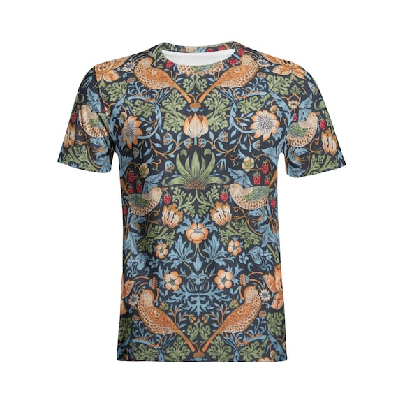 ウィリアム・モリスTシャツ – いちご泥棒プリント、ユニセックス