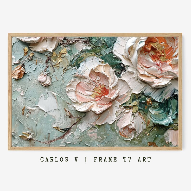 Flowers Frame Tv Art Impasto Masterpiece Digital Art for Samsung Frame