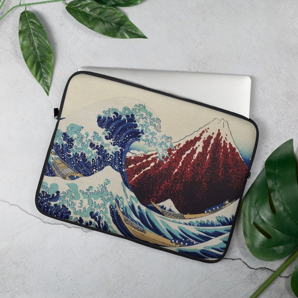 The Great Wave Printed Laptop Sleeve -  Designer Carlos V - Artsy Laptop Sleeve - MacBook Pro 13" 15" 16" inches