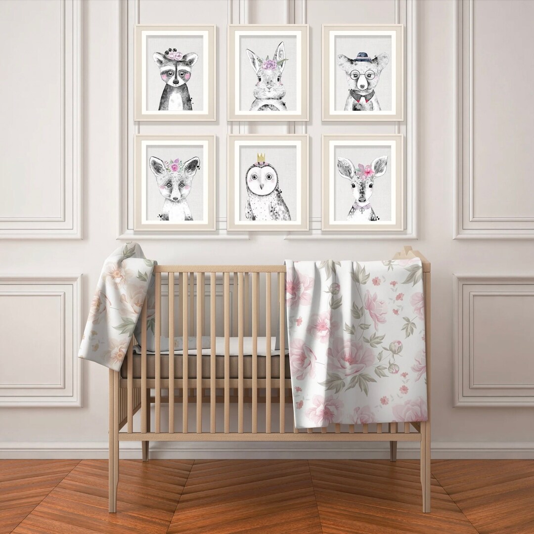 Set of 6 Woodland Nursery Decor Wall Art Prints, Printable Forest Theme ...