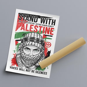 Voices of Defiance – Free Palestine Poster | Political Art Print | Anti-Zionist Wall Decor | Sharp Anti-Colonial Print