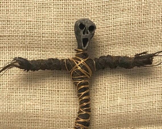 Gold Protection Doll w/ Polychrome Jasper, Hand Crafted, Altar Figurine, Art Doll, Spirit Doll, Voodoo Doll, Pagan, Wiccan, OOAK