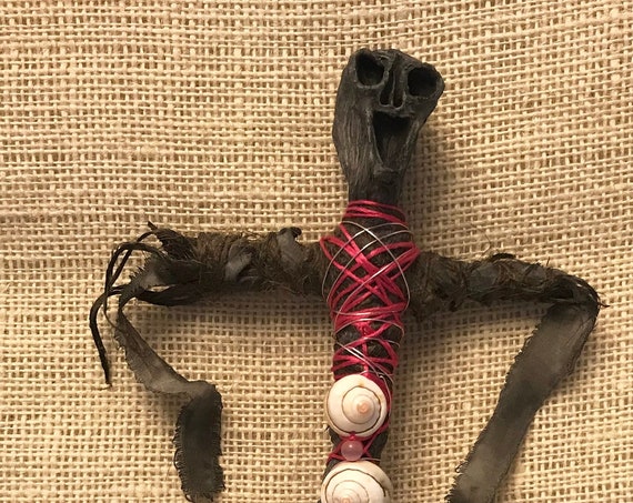 Pink Abalone Shell Protection Doll, Hand Crafted, Altar Figurine, Art Doll, Spirit Doll, Voodoo Doll, Pagan, Wiccan, OOAK