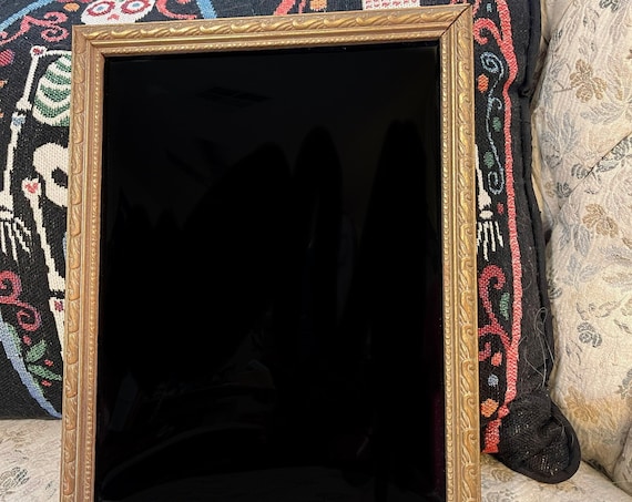 Vintage Frame Bubble Glass Scrying Mirror, Divination Mirror, Black Mirror Scrying Tool, Antique Convex Glass Brass Frame