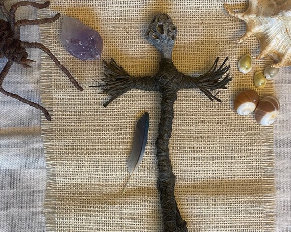 Voodoo Doll Protection, Altar Figurine, Sculpted Art Doll, Wiccan Altar Decor, Gothic Gift, OOAK, Spirit Doll, Divination Tool, Pagan,Hoodoo