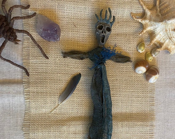 Voodoo Doll Protection, Altar Figurine, Sculpted Art Doll, Wiccan Altar Decor, Gothic Gift, OOAK, Spirit Doll, Divination Tool, Pagan,Hoodoo
