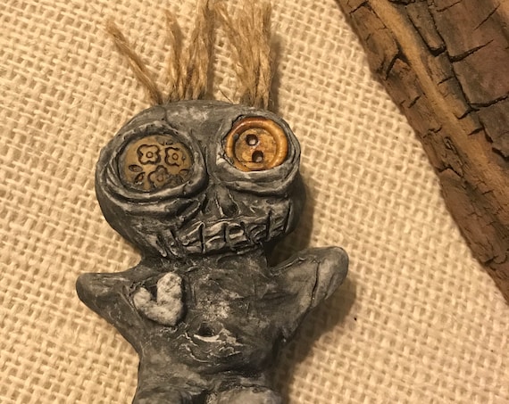 OOAK Mini Draxi Doll, Hand Crafted, Altar Figurine, Art Doll, Spirit Doll, Voodoo Doll, Pagan, Wiccan, Incense Holder