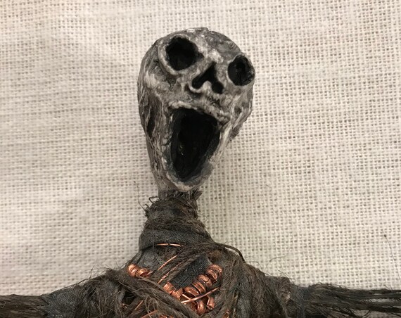 Voodoo Doll Protection, Altar Figurine, Sculpted Art Doll, Wiccan Altar Decor, Gothic Gift, OOAK, Spirit Doll, Divination Tool, Pagan,Hoodoo