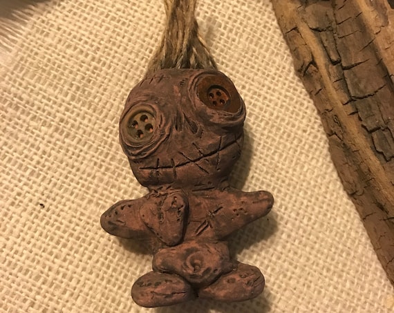 OOAK Mini Draxi Doll, Hand Crafted, Altar Figurine, Art Doll, Spirit Doll, Voodoo Doll, Pagan, Wiccan, Incense Holder