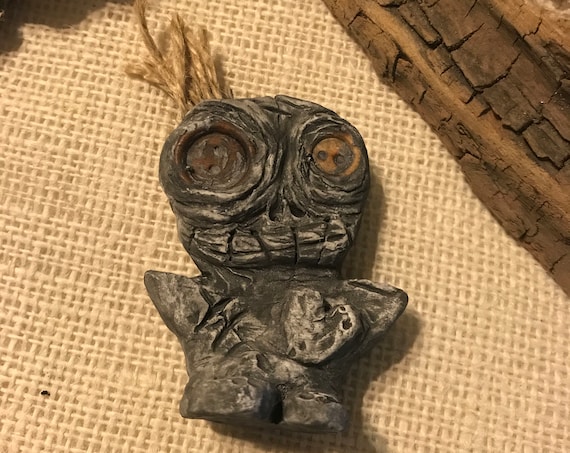 OOAK Mini Draxi Doll, Hand Crafted, Altar Figurine, Art Doll, Spirit Doll, Voodoo Doll, Pagan, Wiccan, Incense Holder