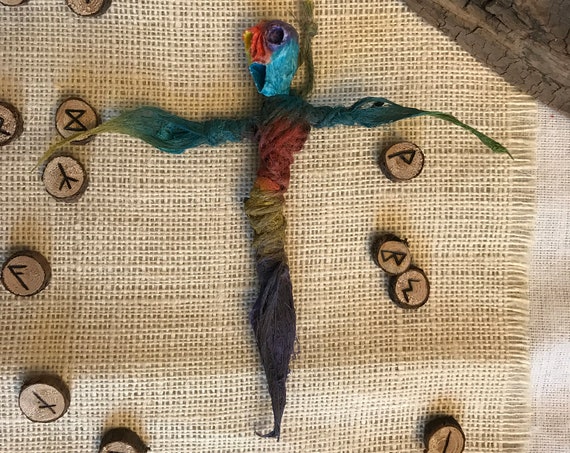 Voodoo Doll Protection, Altar Figurine, Sculpted Art Doll, Wiccan Altar Decor, Gothic Gift, OOAK, Spirit Doll, Divination Tool, Pagan,Hoodoo