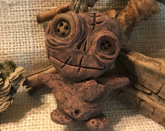 OOAK Mini Draxi Doll, Hand Crafted, Altar Figurine, Art Doll, Spirit Doll, Voodoo Doll, Pagan, Wiccan, Incense Holder
