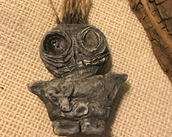 OOAK Mini Draxi Doll, Hand Crafted, Altar Figurine, Art Doll, Spirit Doll, Voodoo Doll, Pagan, Wiccan, Incense Holder