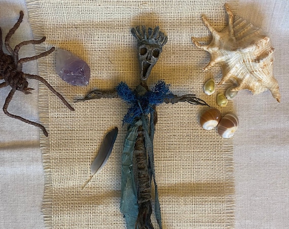 Voodoo Doll Protection, Altar Figurine, Sculpted Art Doll, Wiccan Altar Decor, Gothic Gift, OOAK, Spirit Doll, Divination Tool, Pagan,Hoodoo