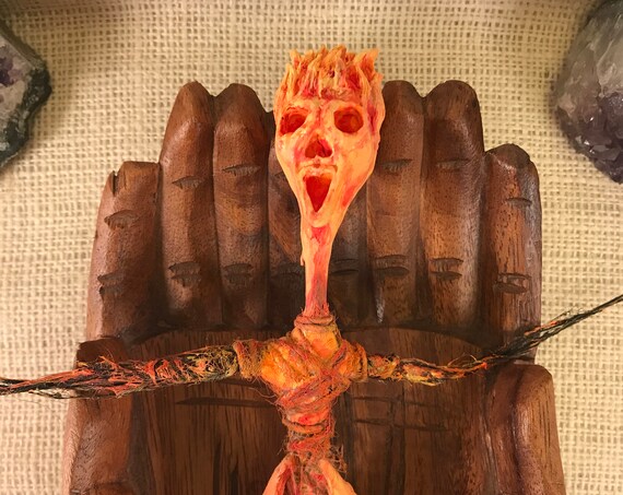 Voodoo Doll Protection Altar Figurine Sculpted Art Doll Fire Elemental Hand Crafted Doll Spirit Doll Divination Tool Hoodoo OOAK Pagan Art