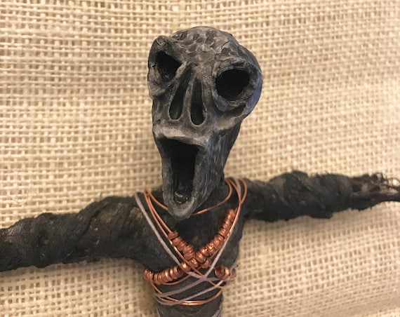 Copper Protection Doll with Snowflake Obsidian and Hematite, Hand Crafted, Altar Figurine, Art Doll, Spirit Doll, Pagan, Wiccan, OOAK
