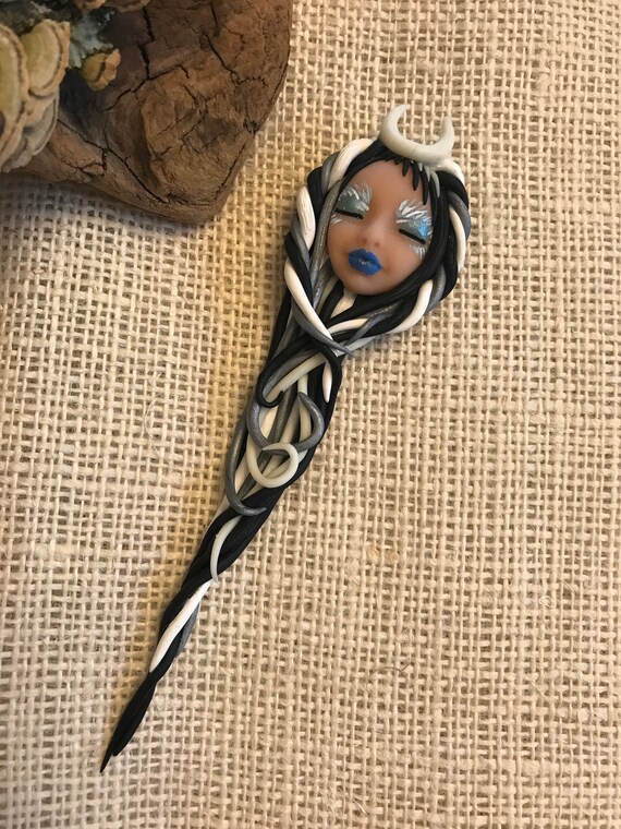 Goddess Polymer Clay Art Doll Altar Decor Scrapbook Embellishment Earth Art Doll Pagan Goddess Spirit Doll Lucky Charm Glow