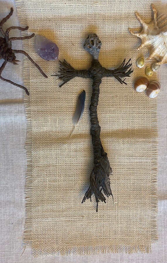 Voodoo Doll Protection, Altar Figurine, Sculpted Art Doll, Wiccan Altar Decor, Gothic Gift, OOAK, Spirit Doll, Divination Tool, Pagan,Hoodoo