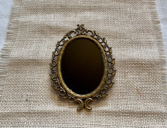 Vintage Frame Glass Scrying Mirror, Divination Mirror, Black Mirror Scrying Tool, Antique Glass Brass Frame