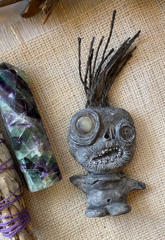 OOAK Mini Draxi Doll, Hand Crafted, Altar Figurine, Art Doll, Spirit Doll, Voodoo Doll, Pagan, Wiccan, Incense Holder