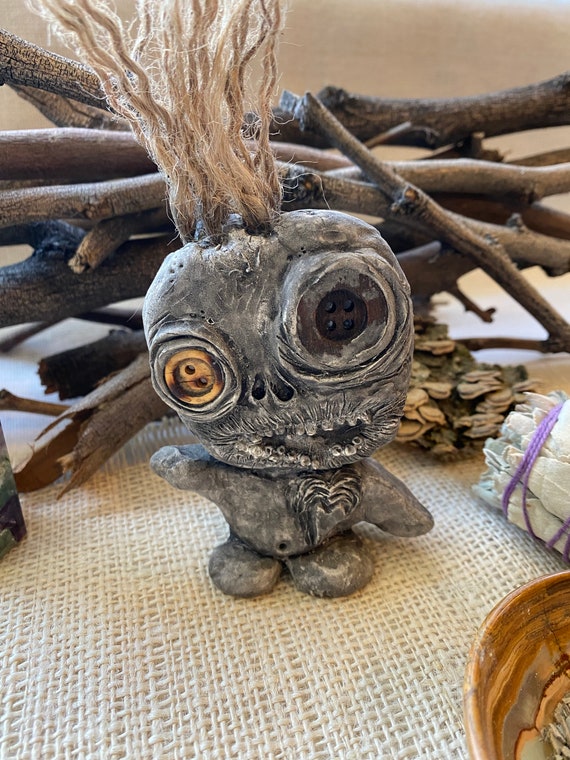 OOAK Mini Draxi Doll, Hand Crafted, Altar Figurine, Art Doll, Spirit Doll, Voodoo Doll, Pagan, Wiccan, Incense Holder