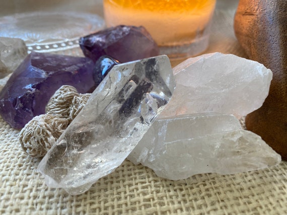 Clear Quartz points, crystals, Crystal grid tool, Spiritual tool, Voodoo, Pagan, Wiccan, Altar Tool