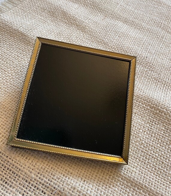 Vintage Frame Glass Scrying Mirror, Divination Mirror, Black Mirror Scrying Tool, Antique Glass Brass Frame