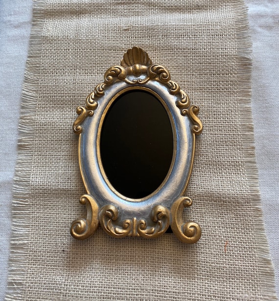 Vintage Frame Glass Scrying Mirror, Divination Mirror, Black Mirror Scrying Tool, Antique Glass Brass Frame