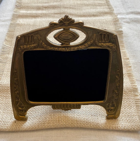 Vintage Frame Glass Scrying Mirror, Divination Mirror, Black Mirror Scrying Tool, Antique Glass Brass Frame