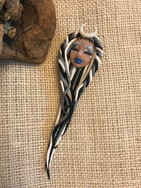Goddess Polymer Clay Art Doll Altar Decor Scrapbook Embellishment Earth Art Doll Pagan Goddess Spirit Doll Lucky Charm Glow