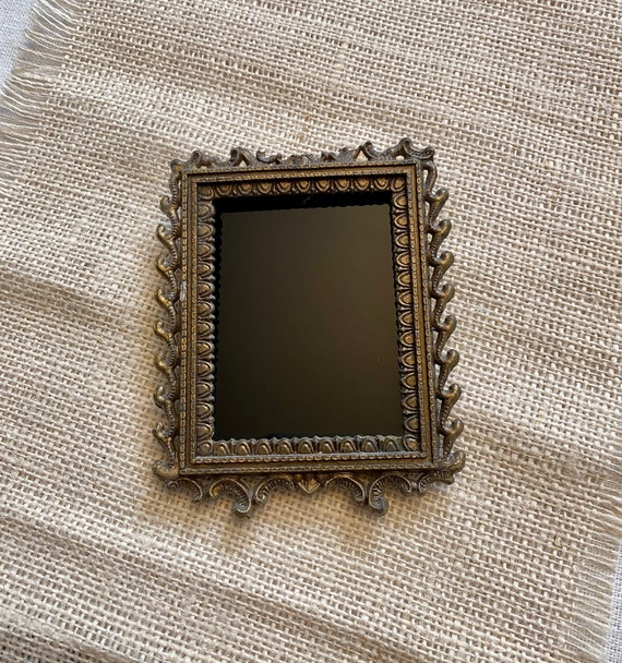Vintage Frame Glass Scrying Mirror, Divination Mirror, Black Mirror Scrying Tool, Antique Glass Brass Frame