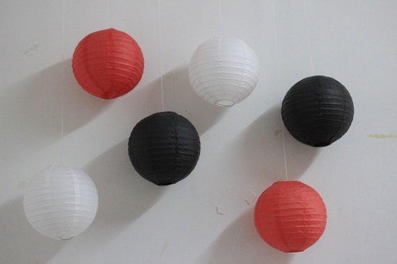 red and black paper lanterns