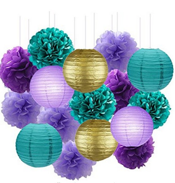 lavender and teal baby shower decorations