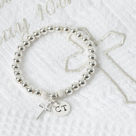 sterling silver christening bracelet