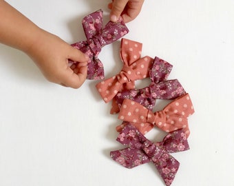 Ella Floral Bow | Dotty Bow | Little girls fabric bows