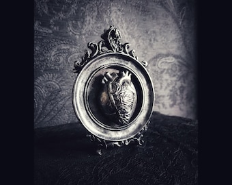 Decor frame "ANATOMIC HEART" anatomic heart  bones black silver Gothic Home Decor