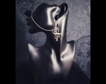 Earring with nosechain "ANKH“ silber Batcave Trad Goth Nosechain Gothic Jewellery