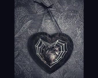 Wall Decor 3D-Picture Door Sign "ANATOMIC HEART" anatomic heart spider web black Gothic Home Decor