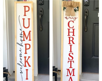 Welcome Home Pumpkin | Double Sided 3D Wood Sign | Pumpkin Wood Sign | Fall Sign | Fall Porch Sign | Merry Christmas Sign | Merry Christmas