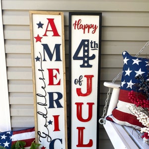 4th Of July Sign | Patriotic Porch Sign | Double Sided Sign | Independence Day Sign | Patriotic Porch Leaner | America Sign