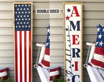 Memorial Day Porch Sign | Memorial Day Sign | Double Sided Sign | 4th Of July Sign | Patriotic Porch Leaner | Patriotic Porch Sign