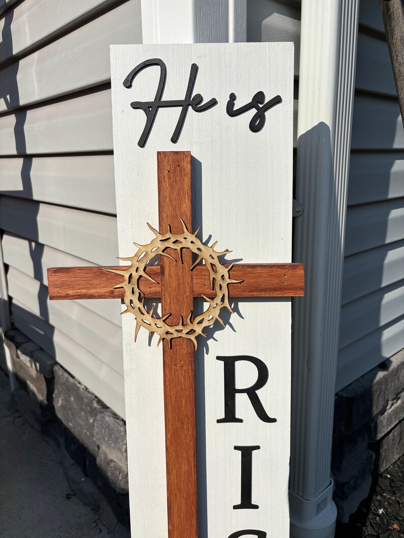 He Ix Risen Sign He is Risen Sign | Cross Sign | Easter Wood Sign | Spring Porch Decor ...