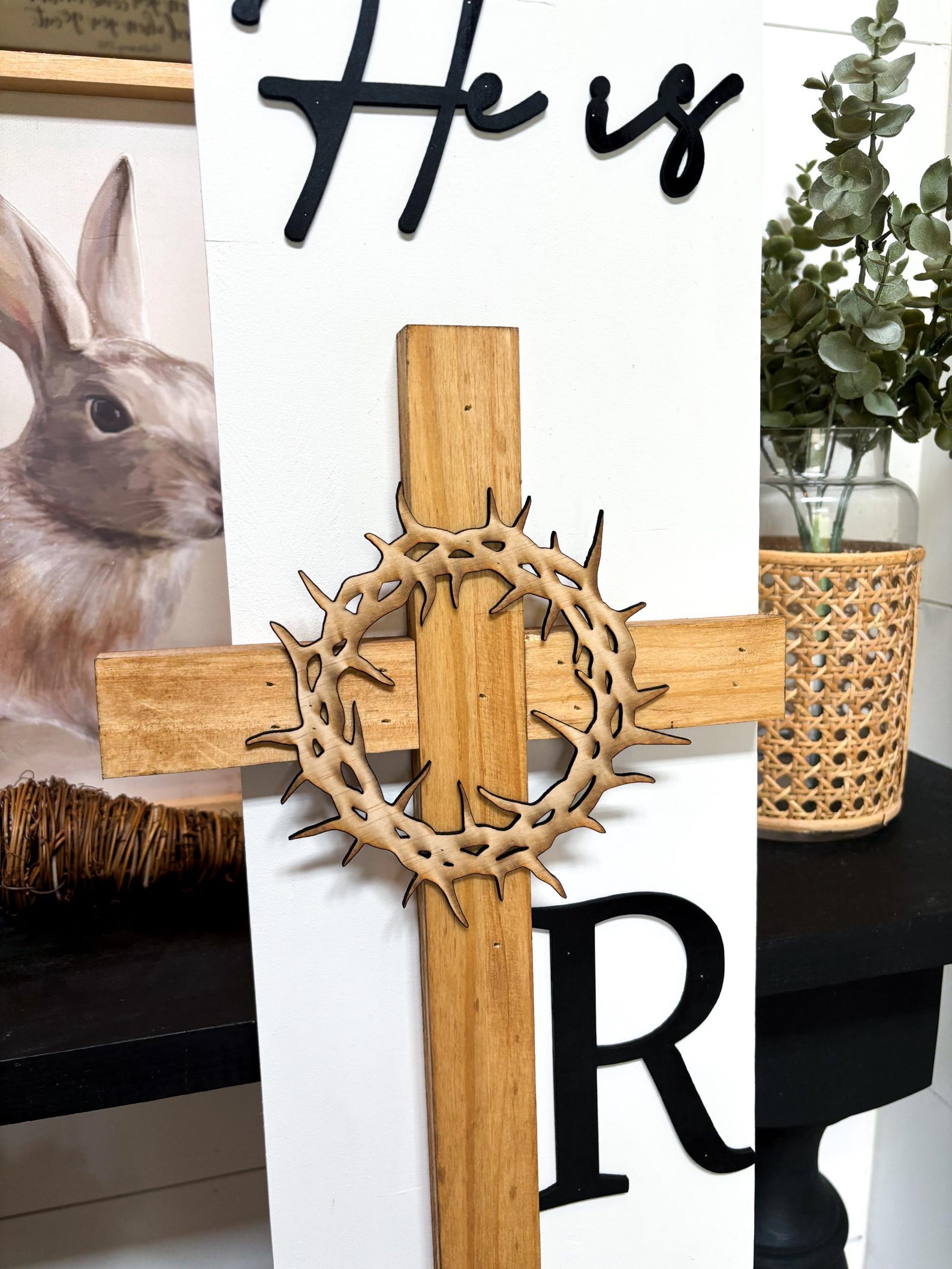 He Ix Risen Sign He is Risen Sign | Cross Sign | Easter Wood Sign | Spring Porch Decor ...