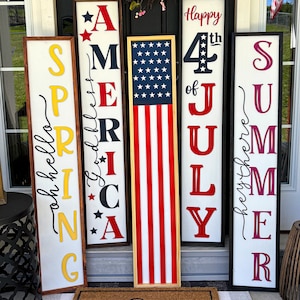 Double Sided Spring/Summer Porch Sign: 3D Wood Leaner