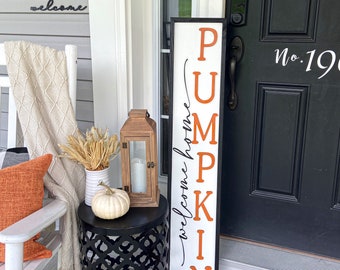 Welcome Home Pumpkin | Double Sided 3D Wood Sign | Pumpkin Wood Sign | Fall Sign | Fall Porch Sign | Halloween Sign | Hello Pumpkin Sign