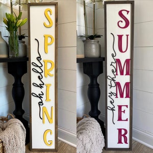 Double Sided Spring/summer Porch Sign: 3D Wood Leaner - Etsy