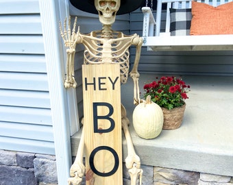 Hey Boo Halloween Porch Sign: 3D Wood October Decor