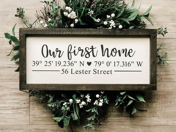 Our First Home Personalized Wooden Sign Coodinate Sign | Etsy